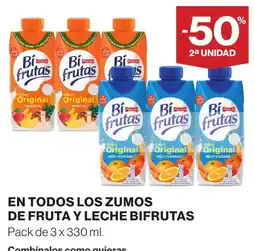 El Corte Inglés Bifrutas zumos de fruta y leche oferta
