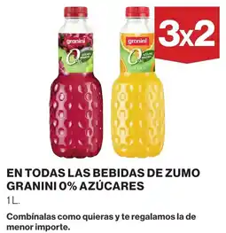 El Corte Inglés Granini bebidas de zumo 0% azúcares oferta