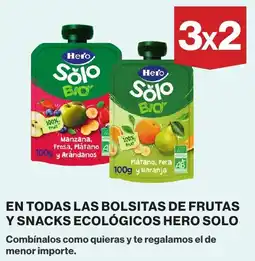 El Corte Inglés Hero Solo Bio en todas las bolsitas de frutas y snacks ecologicos oferta