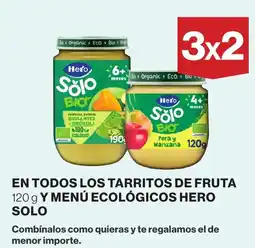 El Corte Inglés Hero solo bio en todos los tarritos de fruta y menu ecologicos oferta
