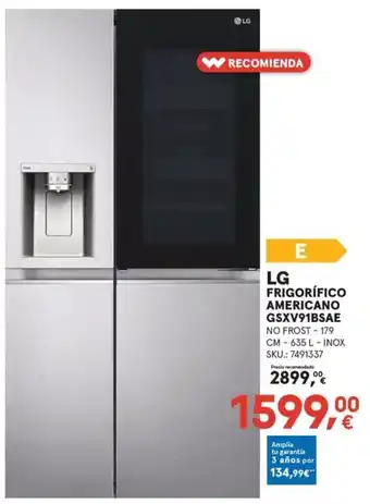 LG frigorífico americano gsxv91bsae