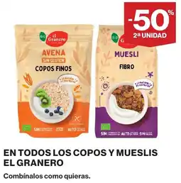 El Corte Inglés El granero en todos los copos y mueslis oferta