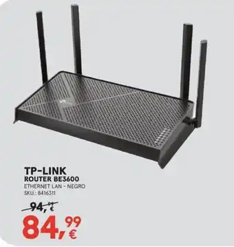 Tp-link router be3600 ethernet lan - negro