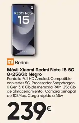 Hiper FROIZ Redmi Móvil Xiaomi Redmi Note 15 5G 8+256Gb Negro oferta