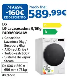 Costco LG Lavasecadora 9/6Kg F4DR6009A1W oferta