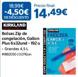 Costco Kirkland Signature bolsas zip de congelación oferta