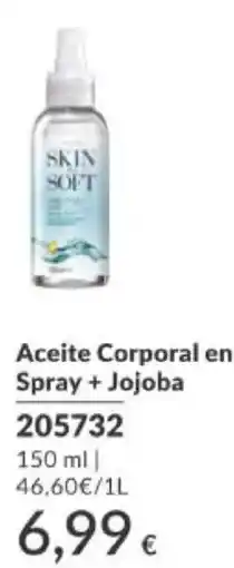 AVON Skin Soft Aceite Corporal en Spray + Jojoba oferta