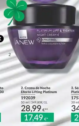 AVON Avon crema de noche efecto lifting platinum oferta