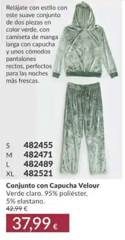 AVON Conjunto con Capucha Velour Verde claro oferta
