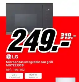 MediaMarkt LG microondas integrable con grill MG7Z2593B oferta