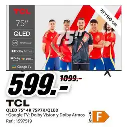MediaMarkt Tcl qled 75" 4k 75p7k/qled oferta