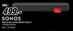MediaMarkt Sonos barra de sonido beam gen 2 oferta
