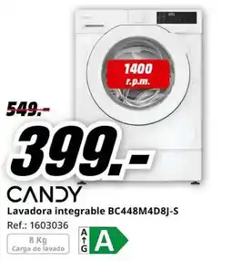 MediaMarkt Candy lavadora integrable bc448m4d8j-s oferta