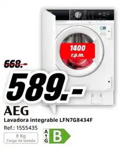 MediaMarkt AEG lavadora integrable lfn7g8434f oferta