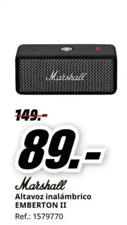 MediaMarkt Marshall altavoz inalámbrico emberton ii oferta