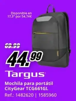 MediaMarkt Targus Mochila para portátil CityGear TCG661GL oferta
