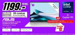 MediaMarkt asus portátil zenbook 14 oled ux3405ca-qd1310w oferta