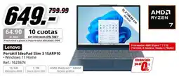 MediaMarkt Lenovo Portátil IdeaPad Slim 3 15ARP10 oferta