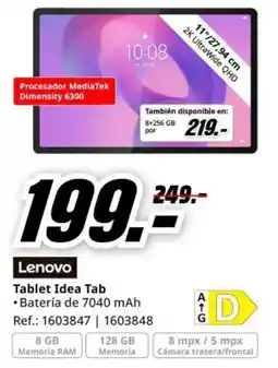 MediaMarkt Lenovo Tablet Idea Tab oferta