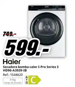 MediaMarkt Haier secadora bomba calor i-pro series 3 hd90-a3939-ib oferta