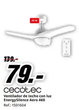 MediaMarkt cecotec ventilador de techo con luz energysilence aero 460 oferta