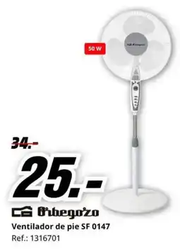 MediaMarkt Orbegozo ventilador de pie sf 0147 oferta