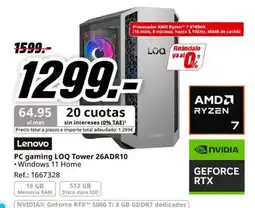 MediaMarkt Lenovo PC gaming LOQ Tower 26ADR10 oferta