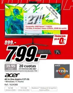 MediaMarkt acer All in One Aspire C27-2G oferta
