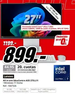 MediaMarkt Lenovo All in one IdeaCentre AIO 27ILL11 oferta