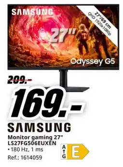 MediaMarkt samsung monitor gaming 27" ls27fg506euxen oferta