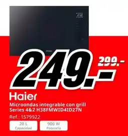 MediaMarkt Haier microondas integrable con grill series 4&2 h38fmwid4id27n oferta