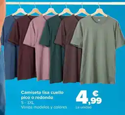 Carrefour Camiseta lisa cuello pico o redondo oferta