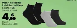 Carrefour Pack 4 calcetines invisibles, tobillero o caña TEX oferta