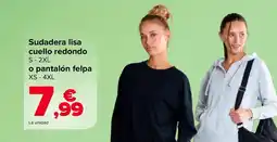 Carrefour Sudadera lisa cuello redondo o pantalon felpa oferta
