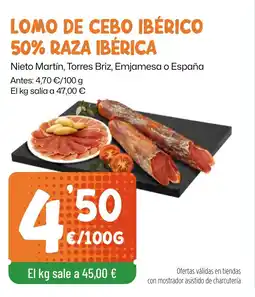 AhorraMas Lomo de cebo ibérico 50% raza ibérica oferta