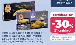 La Sirena La Cocina de Senén tortilla de patata con cebolla o tortilla patata 'calentar y listo' oferta