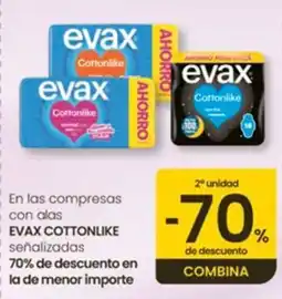 Eroski Evax cottonlike En las compresas con alas oferta