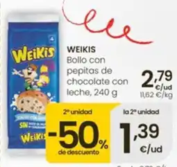 Eroski Weikis bollo con pepitas de chocolate con leche oferta