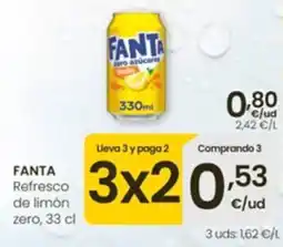 Eroski Fanta refresco de limón zero oferta