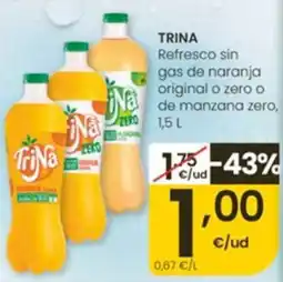 Eroski Trina refresco sin gas de naranja original o zero o de manzana zero oferta