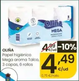 Eroski Oliña papel higiénico mega aroma talco oferta