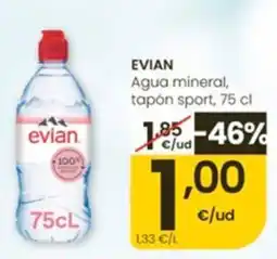Eroski evian agua mineral tapón sport oferta