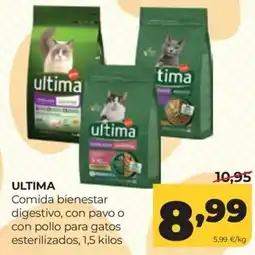 Alimerka ultima comida bienestar digestivo con pavo o con pollo para gatos esterilizados oferta