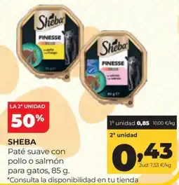 Alimerka Sheba paté suave con pollo o salmón para gatos oferta