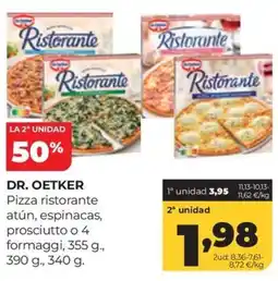 Alimerka Dr. Oetker pizza ristorante atún, espinacas, prosciutto o 4 formaggi oferta