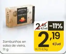 Eroski Priscos zamburiñas en salsa de vieira oferta