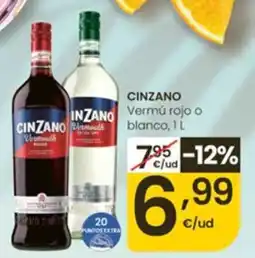 Eroski Cinzano Vermú rojo o blanco oferta