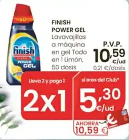 Eroski finish power gel lavavajillas a máquina en gel todo en 1 limón oferta