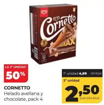 Cornetto helado avellana y chocolate