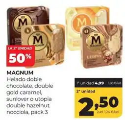 Alimerka Magnum helado doble chocolate, double gold caramel, sunlover o utopia double hazelnut nocciola oferta